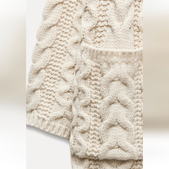 ZARA LONG CABLE KNIT COAT - Picture 7 of 7